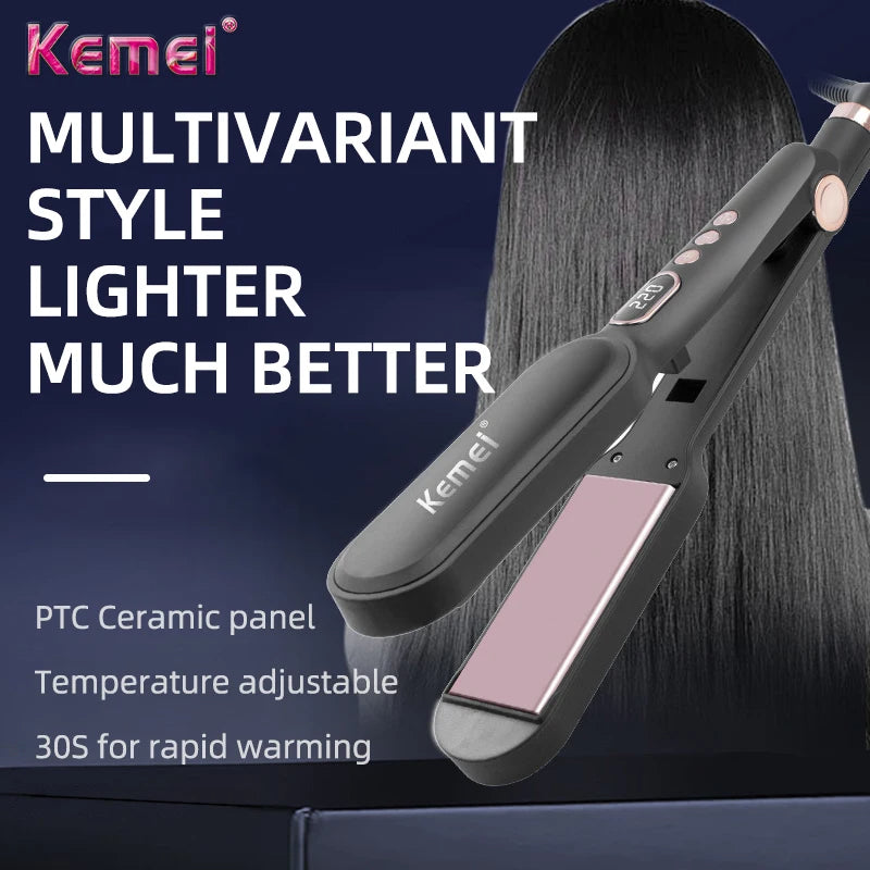 Kemei Electric Splint Hair Fluffy Splint Corn LCD Digital Display Beard Perm Corn Perm Curling Stick Portable Styling Tool