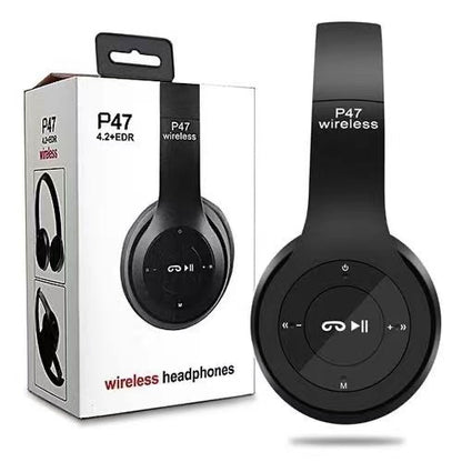 P47 BT 5.0 headphone headband Foldable true Wireless Stereo Bass Gaming Headset With Mic for Mobile Phone