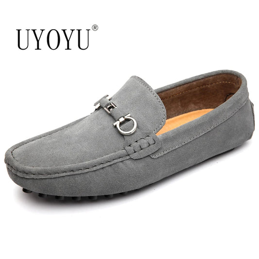 Stylish Men's Casual Suede Loafers in Grey