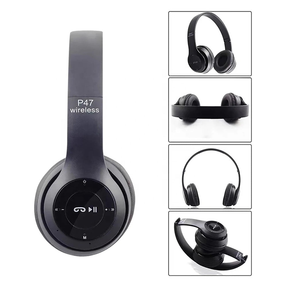 P47 BT 5.0 headphone headband Foldable true Wireless Stereo Bass Gaming Headset With Mic for Mobile Phone