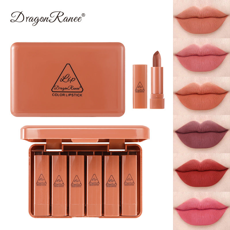 Long Lasting Waterproof Matte Mini Nude Lipsticks 6 Color Holding Lipstick Set