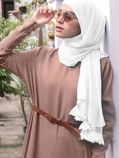 New Women Chiffon Bubble Scarf Solid Color Hijab