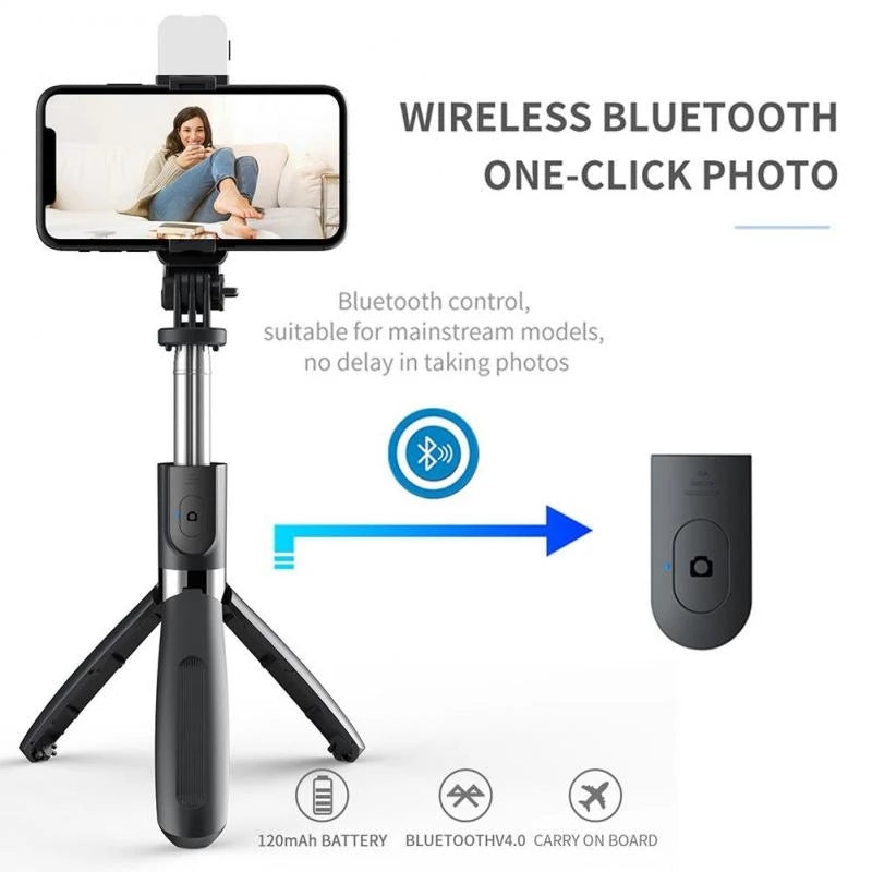 Bluetooth Wireless Selfie Stick Mini Tripod with fill light Remote shutter For IOS Android phone