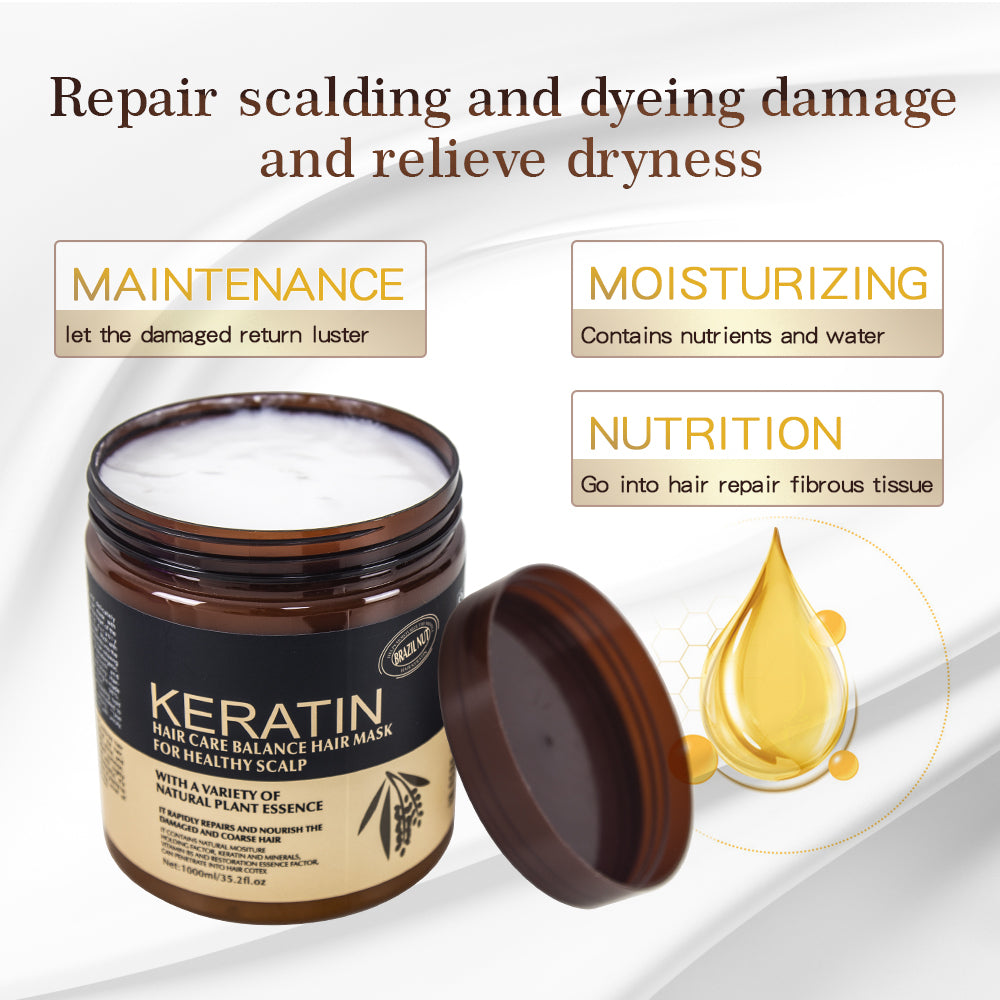 Keratin Hair Treatment for Split Ends and Breakage Keratin Hair Mask for Frizzy, Curly Hair