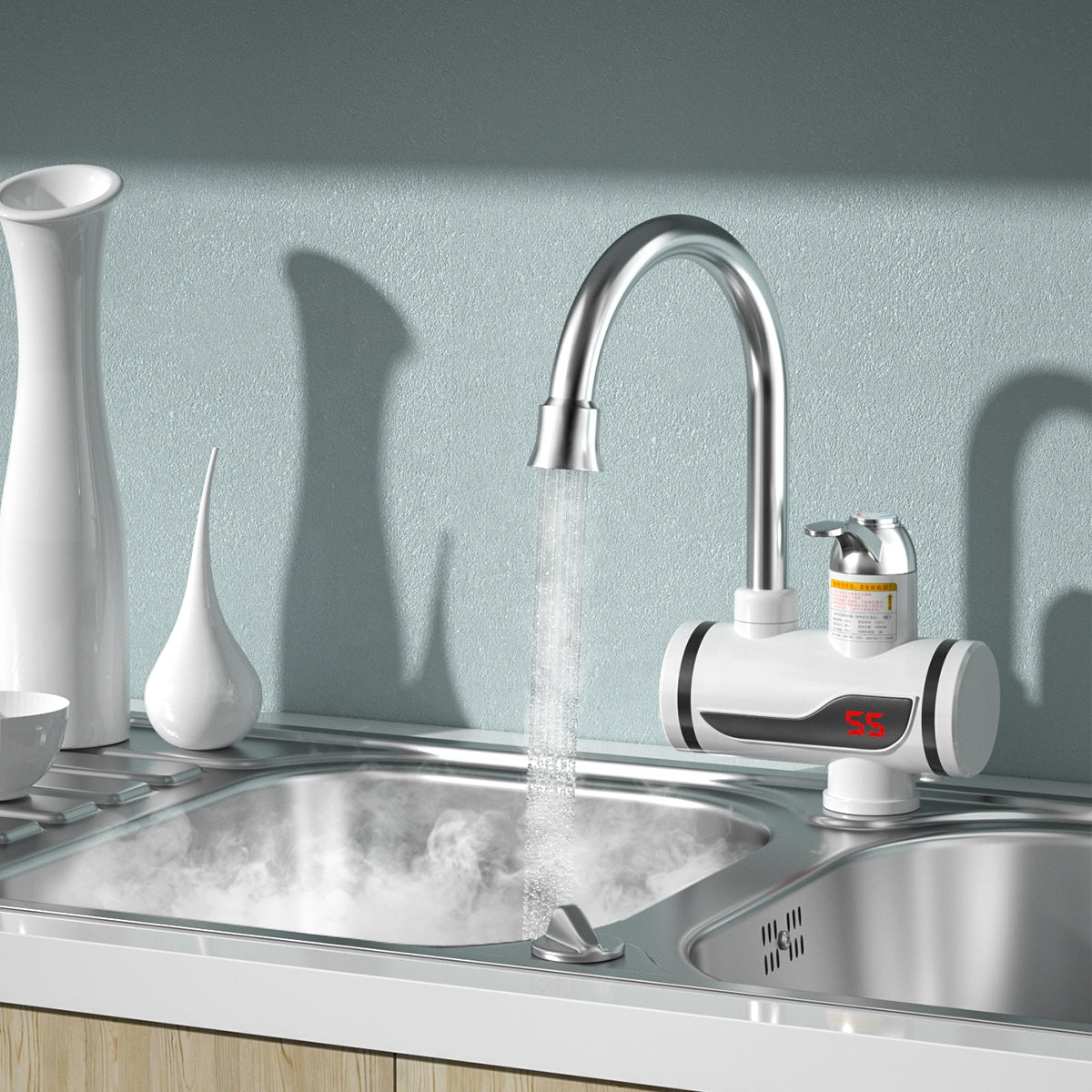 Electric Water Heating Faucet - For Kitchens and Bathrooms