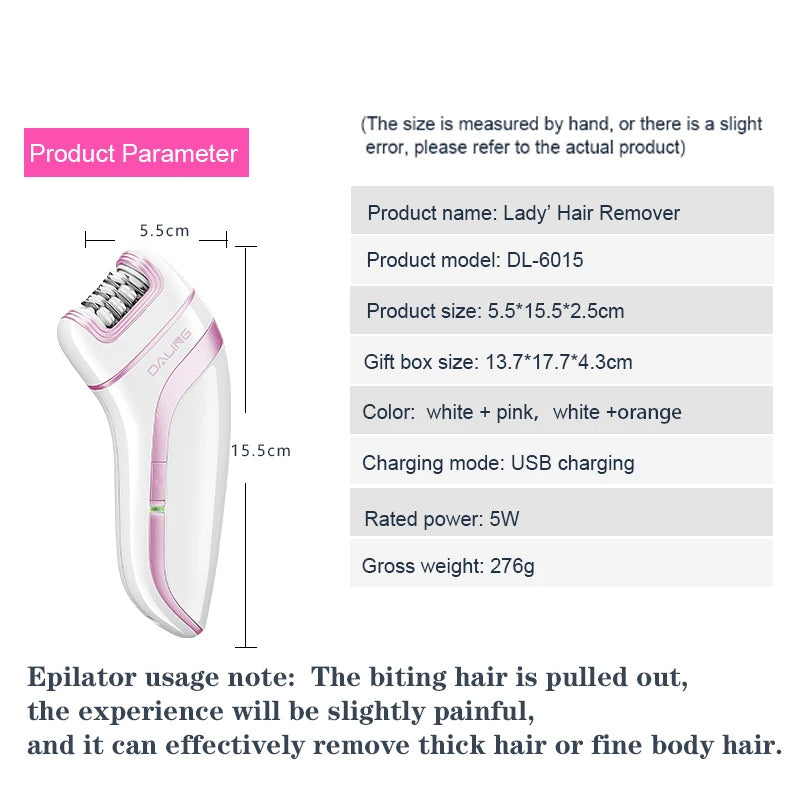 Epilator for Women Hair Remover Electric Razor USB Rechargeable