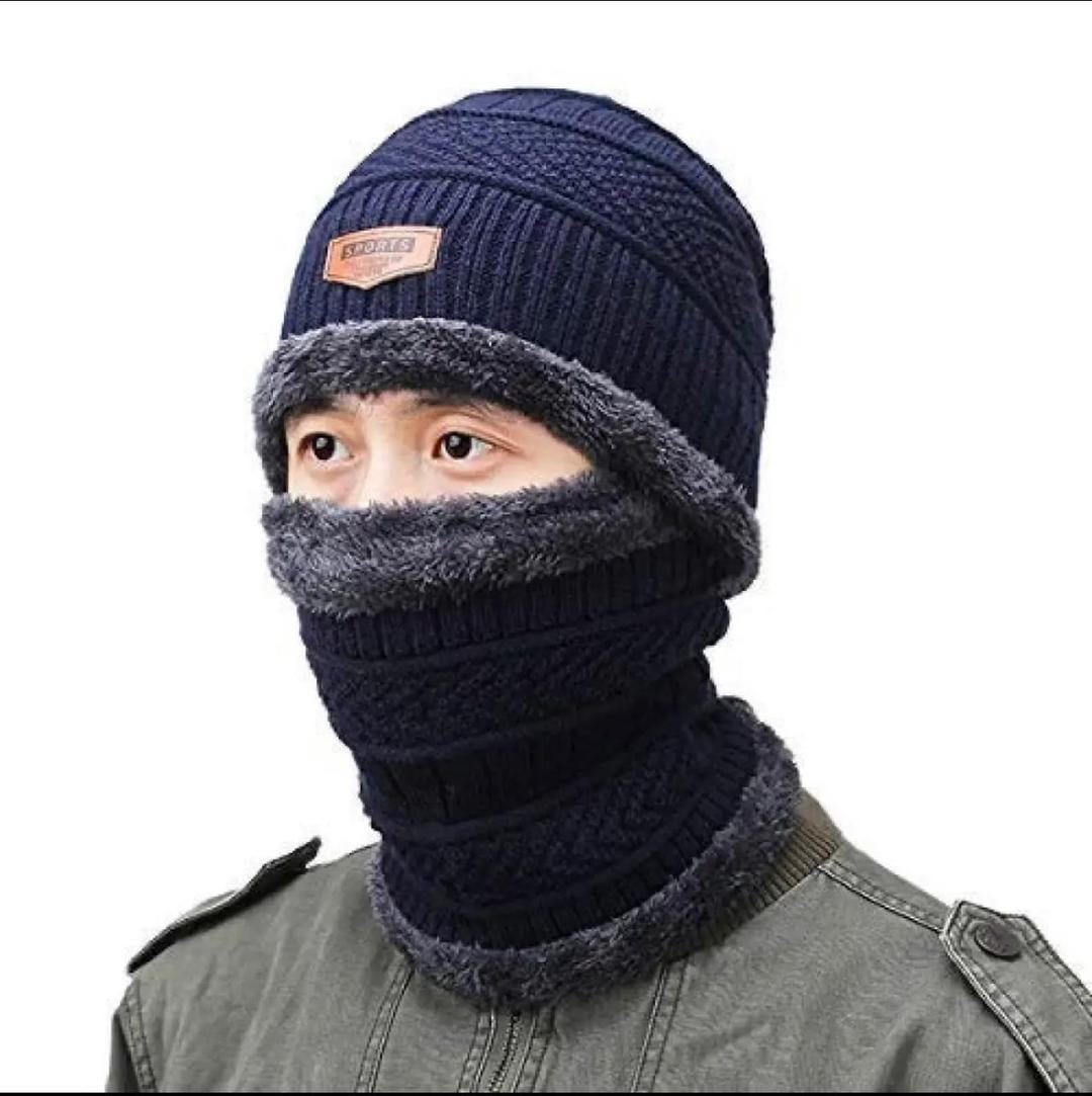 2 Pcs Wool Beanie And Neck Warmer