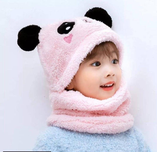 Kids 2 Pcs Wool Cap And Neck Warmer