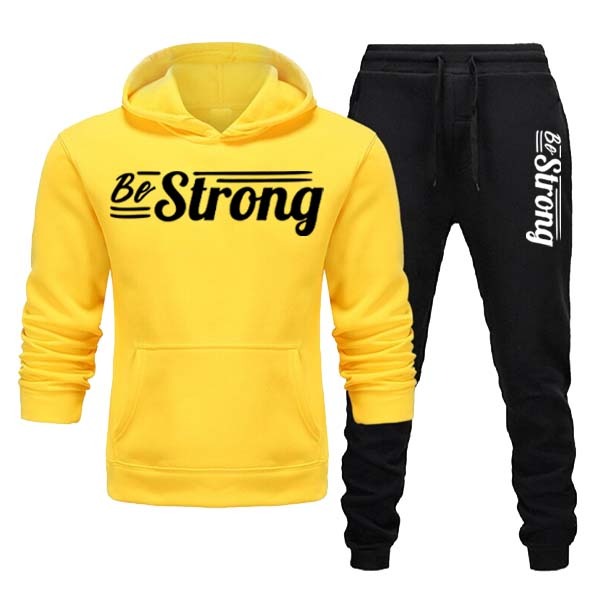 Be Strong Style Printed Winter Hoodie Trouser Tracksuits For Mens