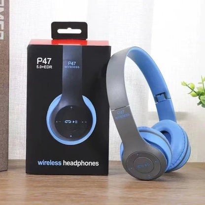 P47 BT 5.0 headphone headband Foldable true Wireless Stereo Bass Gaming Headset With Mic for Mobile Phone