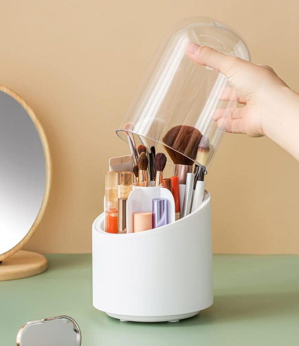 Brush Container Makeup Brush Holder Dust-proof Rotating Plastic