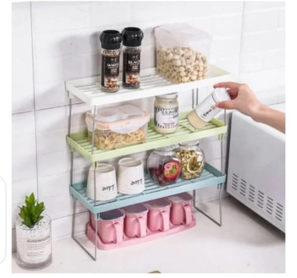 Foldable Shelf Stand Spice Jars Rack Cupboard Storage Support