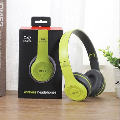 P47 BT 5.0 headphone headband Foldable true Wireless Stereo Bass Gaming Headset With Mic for Mobile Phone