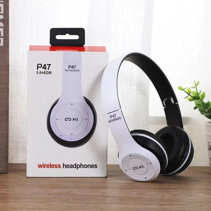 P47 BT 5.0 headphone headband Foldable true Wireless Stereo Bass Gaming Headset With Mic for Mobile Phone